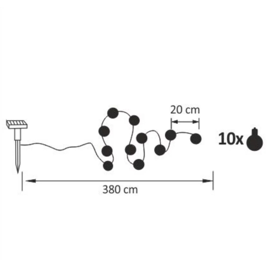 LED Ηλιακά διακοσμητικά λαμπάκια LED/1,2V 300 mAh 3,8 m IP44
