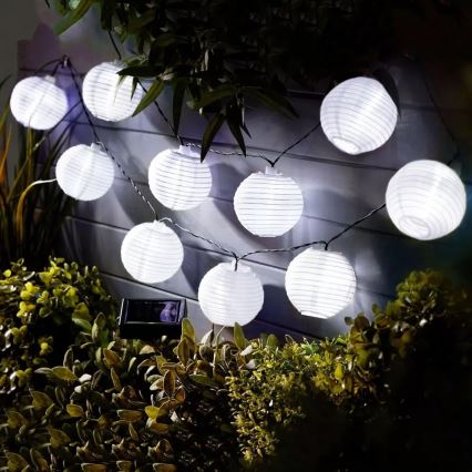 LED Ηλιακά λαμπάκια 10xLED/1,2V 3,7m IP44 ψυχρό λευκό