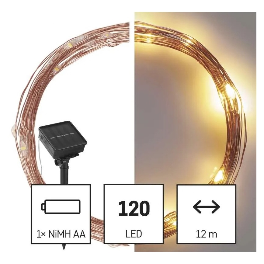 LED Ηλιακή αλυσίδα LED/2,4W/1,2V 1xAA 15 μ IP44 3000K 600 mAh