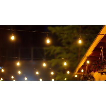 LED Ρυθμιζόμενη ηλιακή εξωτερική γιρλάντα PARTY 10xE27/3,7V 1800 mAh 10 m IP44 + τηλεχειριστήριο