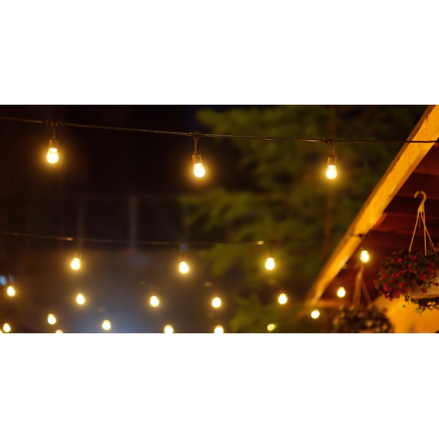 LED Ρυθμιζόμενη ηλιακή εξωτερική γιρλάντα PARTY 10xE27/3,7V 1800 mAh 10 m IP44 + τηλεχειριστήριο