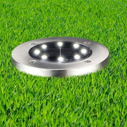 LED Ηλιακή λάμπα δρόμου SOLLY LED/1,2V 6500K διάμετρος 11,5 cm 300 mAh IP44 ματ χρώμιο