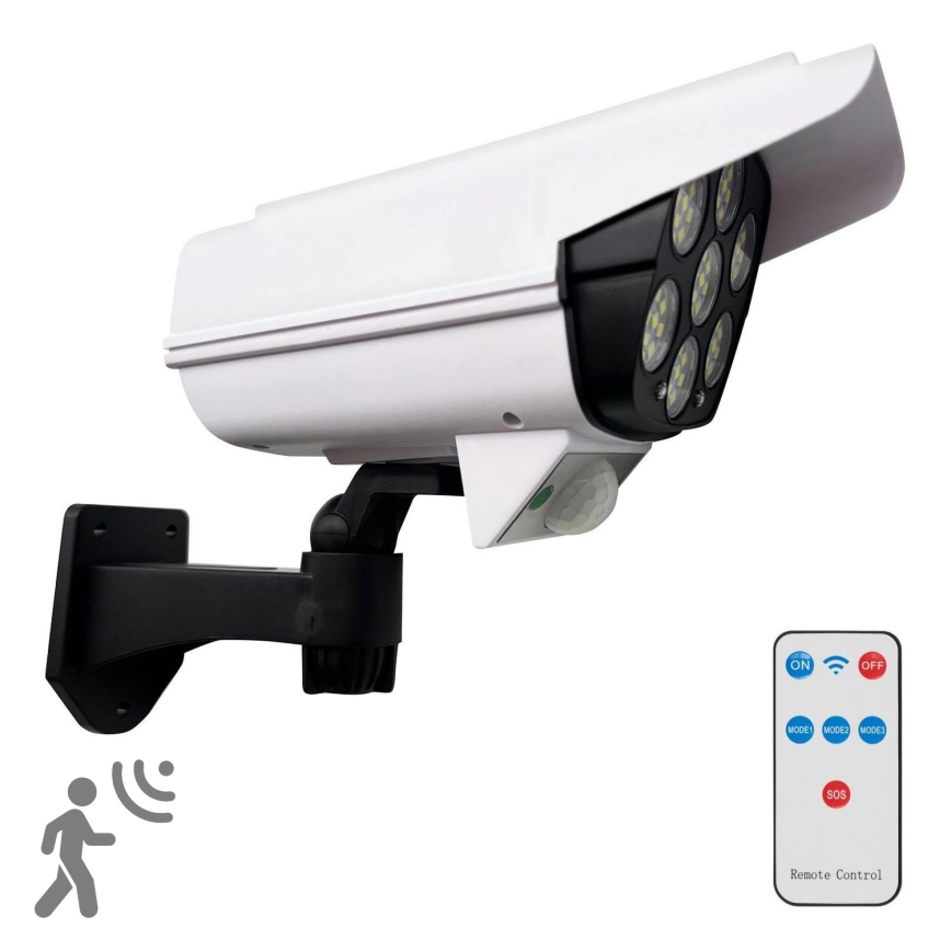 LED Ηλιακό dummy security camera με αισθητήρα KAMERA LED/1W/3,7V 1200 mAh IP44 + τηλεχειριστήριο