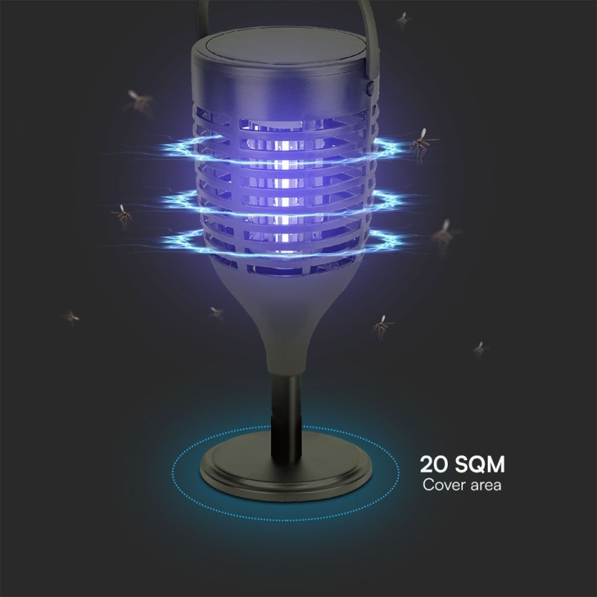 LED Ηλιακό εντομοκτόνο 3σε1 LED/1,3W/3,7V IP24 20 ματ