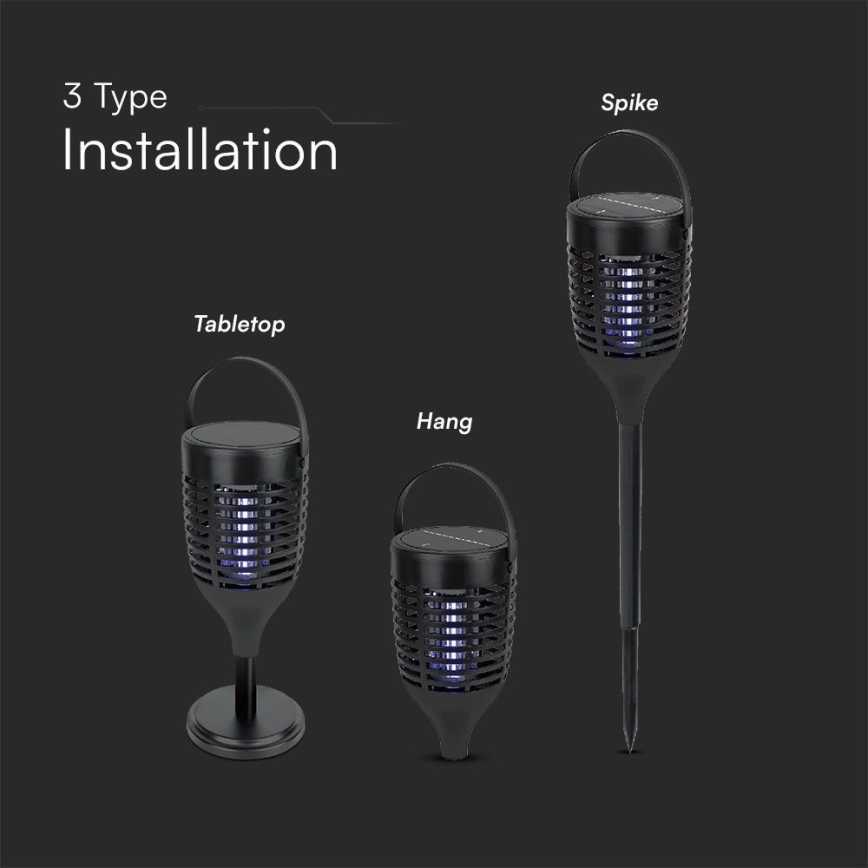 LED Ηλιακό εντομοκτόνο 3σε1 LED/1,3W/3,7V IP24 20 ματ
