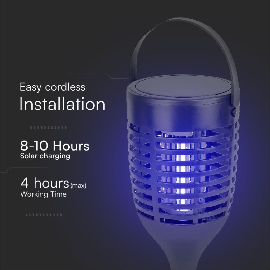 LED Ηλιακό εντομοκτόνο 3σε1 LED/1,3W/3,7V IP24 20 ματ