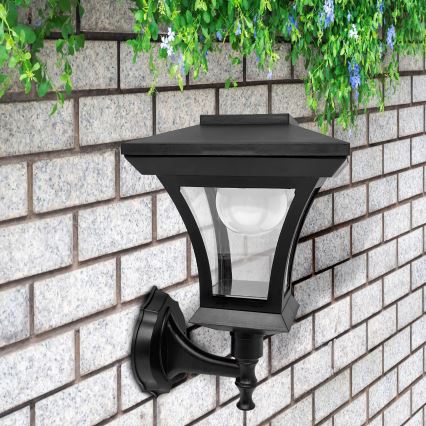 LED ηλιακό επιτοίχιο φωτιστικό TIRANA LED/1,2V 1800 mAh IP44 μαύρο