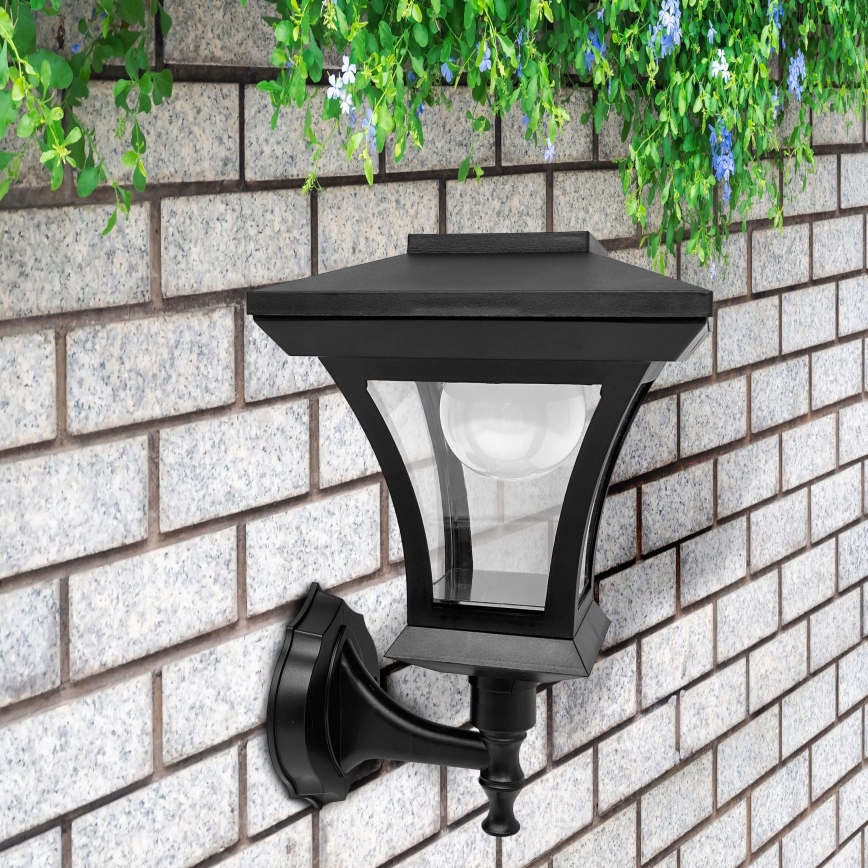 LED ηλιακό επιτοίχιο φωτιστικό TIRANA LED/1,2V 1800 mAh IP44 μαύρο