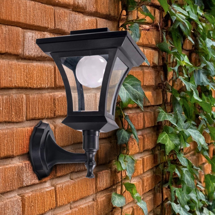 LED ηλιακό επιτοίχιο φωτιστικό TIRANA LED/1,2V 1800 mAh IP44 μαύρο