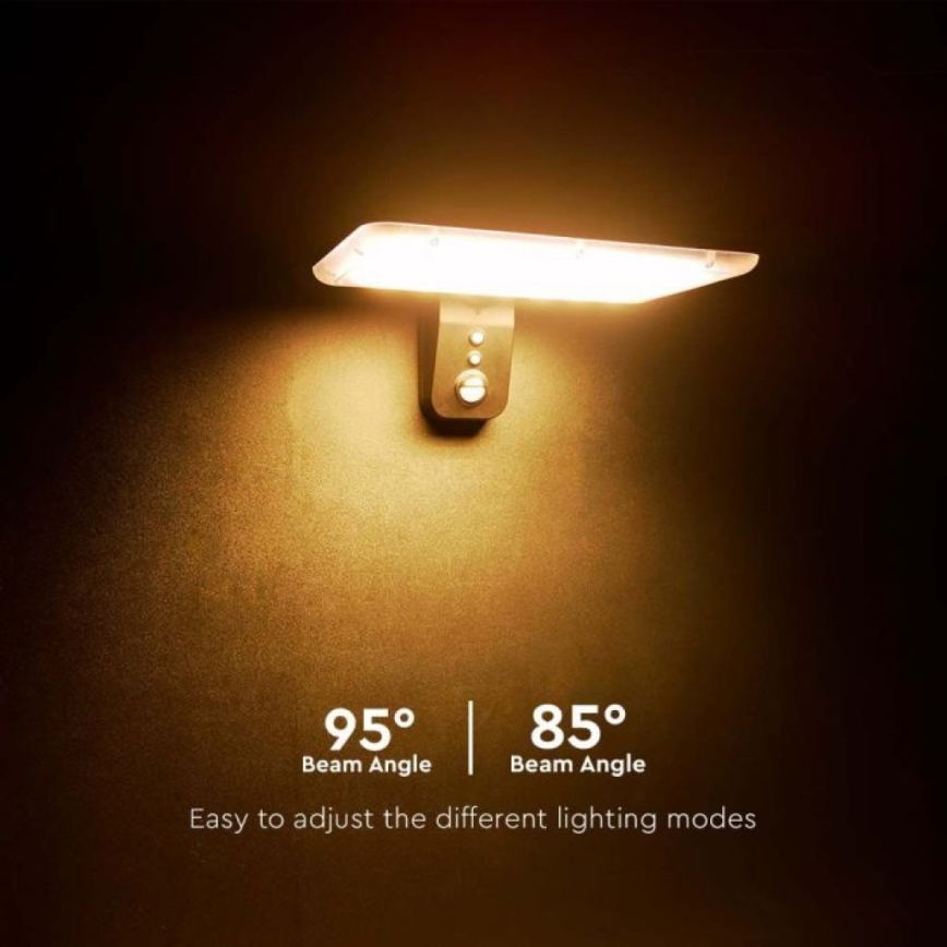 LED Ηλιακό Επιτοίχιο Φωτιστικό με Αισθητήρα LED/15W/3,2V 4000K/6000K IP65 6000 mAh μαύρο