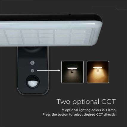 LED Ηλιακό Επιτοίχιο Φωτιστικό με Αισθητήρα LED/15W/3,2V 4000K/6000K IP65 6000 mAh μαύρο