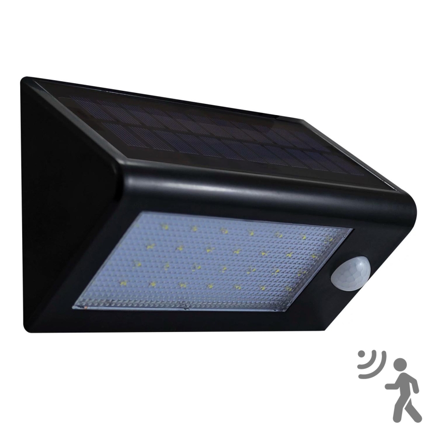 LED Ηλιακό Επιτοίχιο Φωτιστικό με Αισθητήρα LED/5,5W/3,7V 2000 mAh IP44 μαύρο
