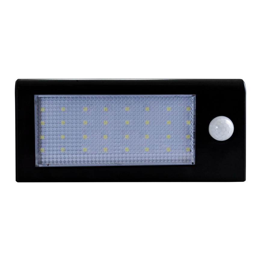 LED Ηλιακό Επιτοίχιο Φωτιστικό με Αισθητήρα LED/5,5W/3,7V 2000 mAh IP44 μαύρο