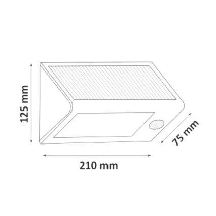 LED Ηλιακό Επιτοίχιο Φωτιστικό με Αισθητήρα LED/5,5W/3,7V 2000 mAh IP44 μαύρο