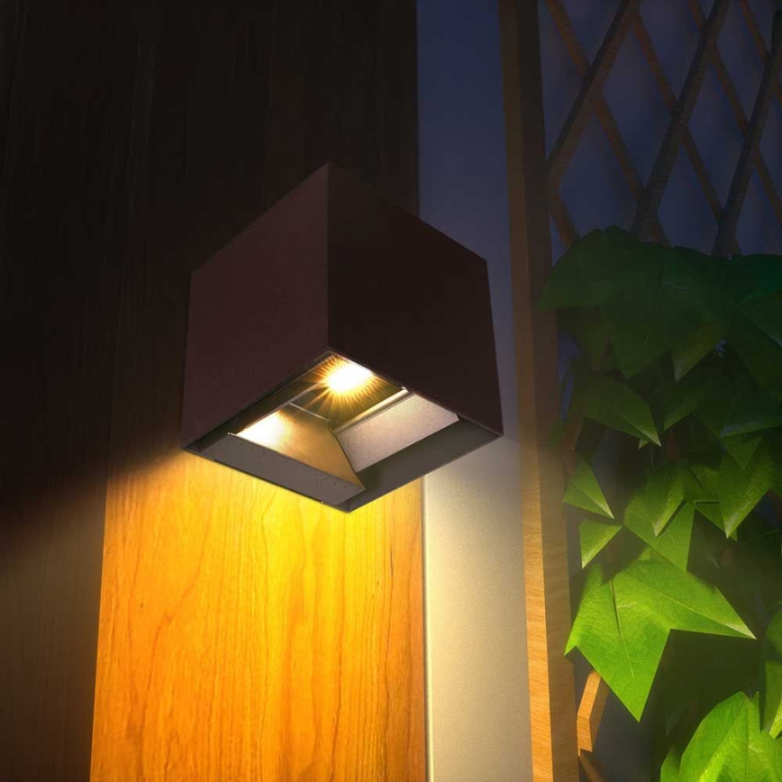 LED Ηλιακό Επιτοίχιο Φωτιστικό με Αισθητήρα LED/9W/3,7V 3000/4000/5000K 2600 mAh IP65 καφέ