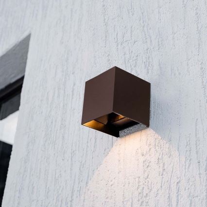 LED Ηλιακό Επιτοίχιο Φωτιστικό με Αισθητήρα LED/9W/3,7V 3000/4000/5000K 2600 mAh IP65 καφέ