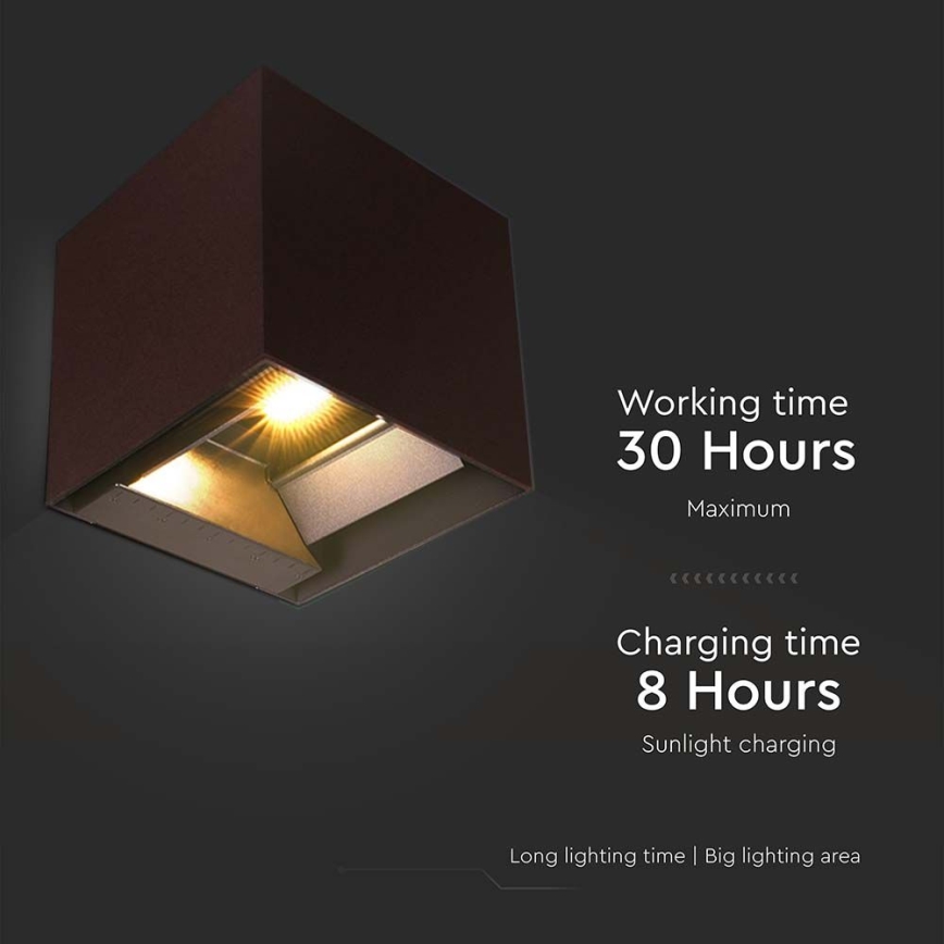 LED Ηλιακό Επιτοίχιο Φωτιστικό με Αισθητήρα LED/9W/3,7V 3000/4000/5000K 2600 mAh IP65 καφέ