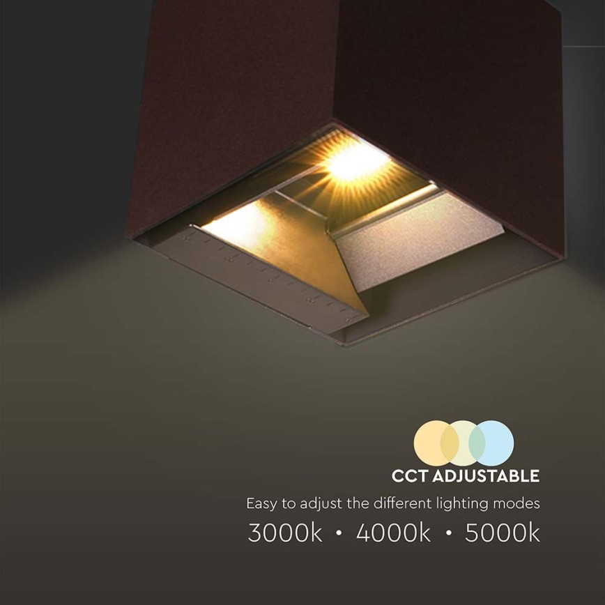 LED Ηλιακό Επιτοίχιο Φωτιστικό με Αισθητήρα LED/9W/3,7V 3000/4000/5000K 2600 mAh IP65 καφέ