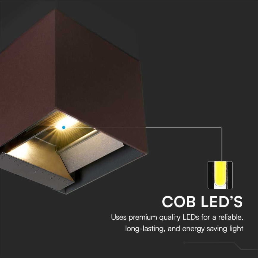 LED Ηλιακό Επιτοίχιο Φωτιστικό με Αισθητήρα LED/9W/3,7V 3000/4000/5000K 2600 mAh IP65 καφέ