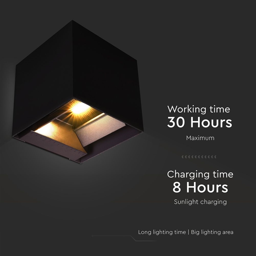LED Ηλιακό Επιτοίχιο Φωτιστικό με Αισθητήρα LED/9W/3,7V 3000/4000/5000K 2600 mAh IP65 μαύρο