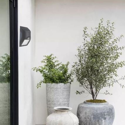 Επιτοίχιο ηλιακό φωτιστικό LED με αισθητήρα LED/3W/3,7V 3000/4000K 1200 mAh IP54 ανθρακί