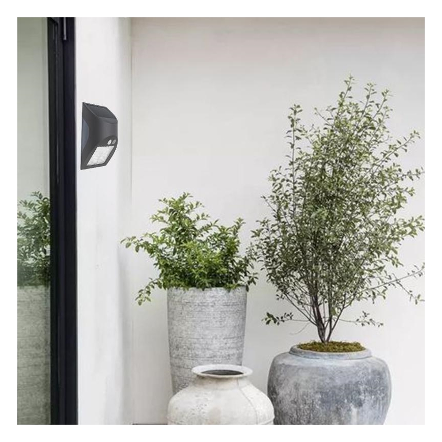 Επιτοίχιο ηλιακό φωτιστικό LED με αισθητήρα LED/3W/3,7V 3000/4000K 1200 mAh IP54 ανθρακί