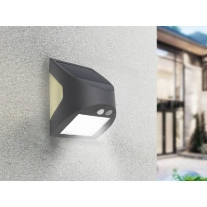 Επιτοίχιο ηλιακό φωτιστικό LED με αισθητήρα LED/3W/3,7V 3000/4000K 1200 mAh IP54 ανθρακί