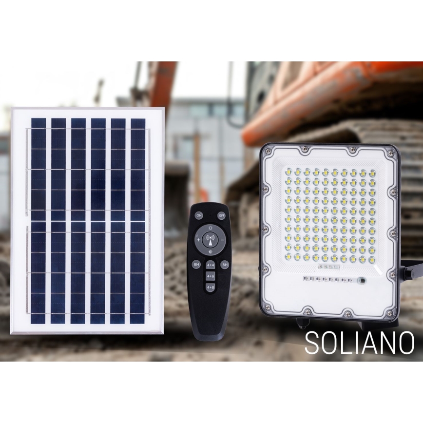 LED Εξωτερικού χώρου dimming ηλιακό προβολέας LED/100W/3,2V 4500K IP65 μαύρο + τηλεχειριστήριο