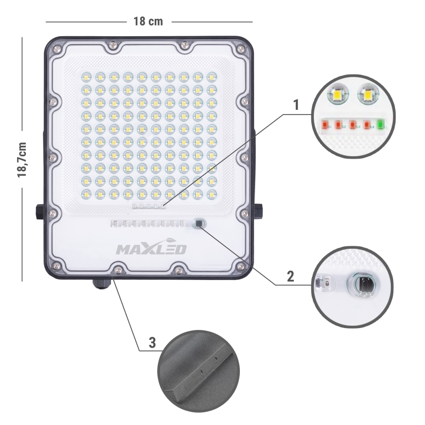 LED Εξωτερικού χώρου dimming ηλιακό προβολέας LED/50W/3,2V 4500K IP65 μαύρο + τηλεχειριστήριο