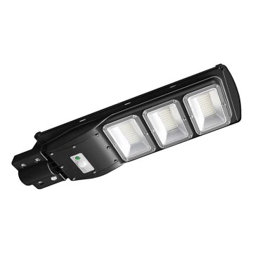 LED Ηλιακό φωτιστικό δρόμου με ρυθμιζόμενη ένταση φωτισμού και αισθητήρα κίνησης και λυκόφωτος LED/12W/3,2V 6000K IP65 10000 mAh μαύρο + τηλεχειριστήριο