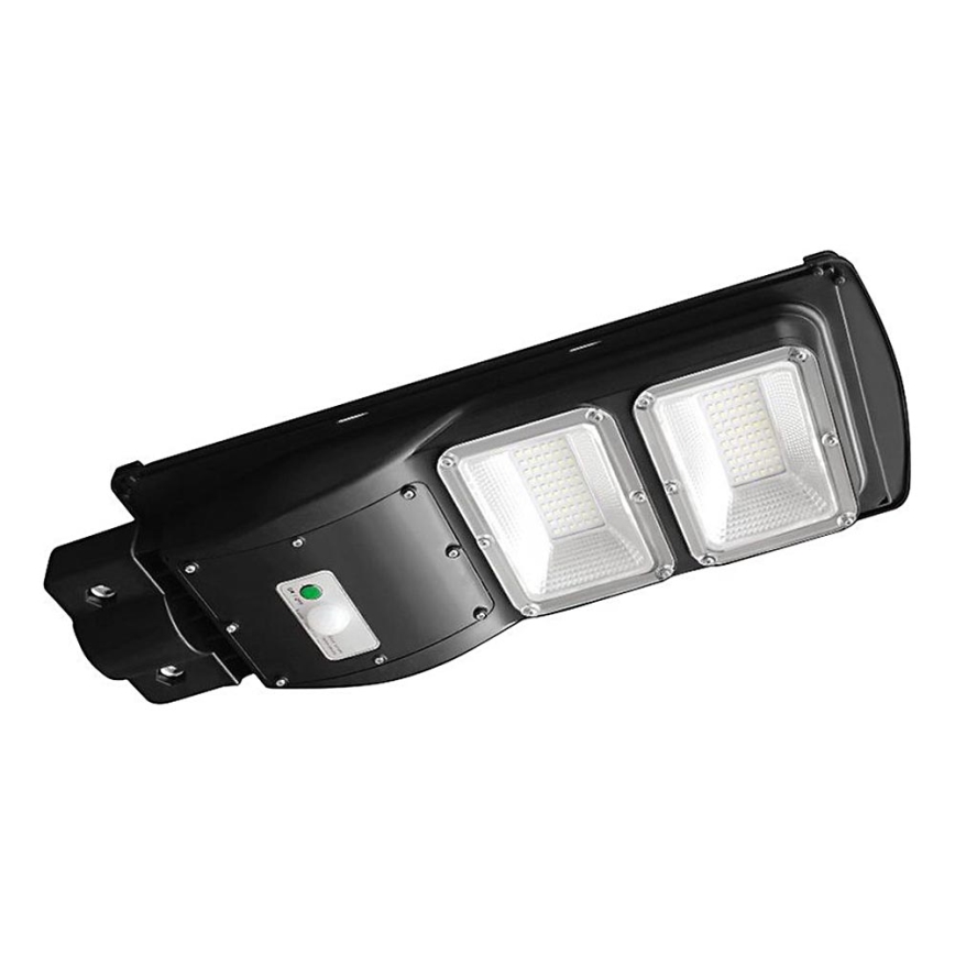 LED Ηλιακό φωτιστικό δρόμου με ρυθμιζόμενη ένταση φωτισμού και αισθητήρα κίνησης και λυκόφωτος LED/8W/3,2V 6000K IP65 9000 mAh μαύρο + τηλεχειριστήριο