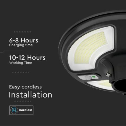 LED Ηλιακό φωτιστικό κήπου με αισθητήρα LED/10W/3,2V 6500K IP65 25000 mAh + τηλεχειριστήριο