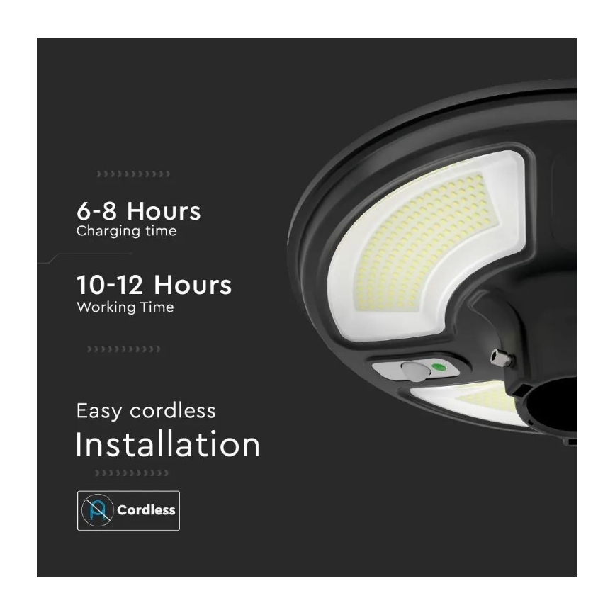 LED Ηλιακό φωτιστικό κήπου με αισθητήρα LED/10W/3,2V 6500K IP65 25000 mAh + τηλεχειριστήριο