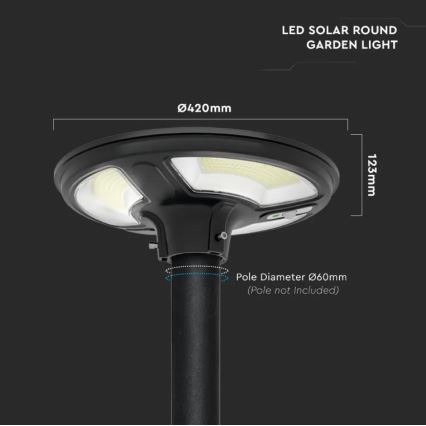 LED Ηλιακό φωτιστικό κήπου με αισθητήρα LED/10W/3,2V 6500K IP65 25000 mAh + τηλεχειριστήριο