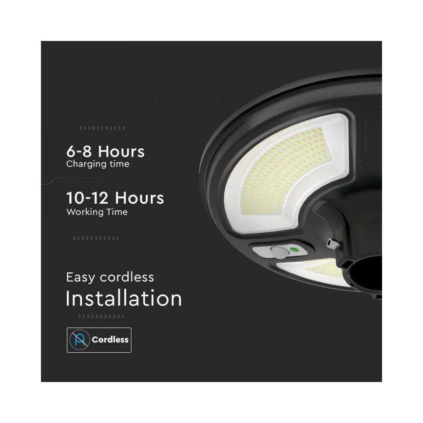 LED Ηλιακό φωτιστικό κήπου με αισθητήρα LED/10W/3,2V IP65 4000K 15000 mAh + τηλεχειριστήριο