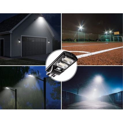 LED Dimmable ηλιακό φωτιστικό δρόμου με αισθητήρα LED/120W/6V 11000 mAh 6500K IP65 μαύρο + τηλεχειριστήριο
