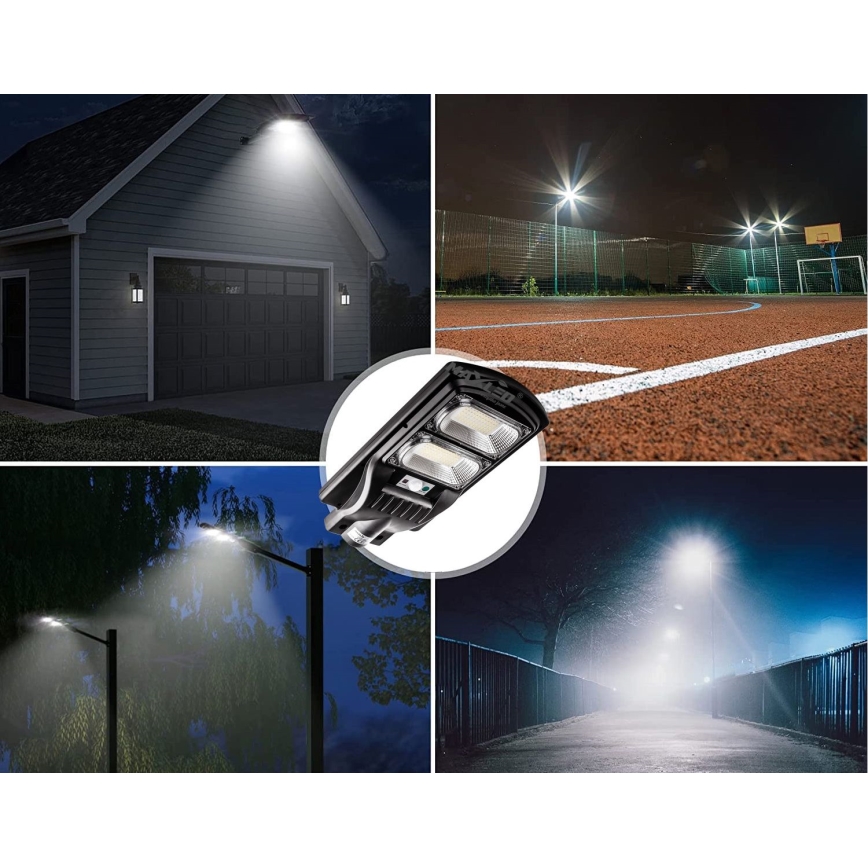 LED Dimmable ηλιακό φωτιστικό δρόμου με αισθητήρα LED/120W/6V 11000 mAh 6500K IP65 μαύρο + τηλεχειριστήριο