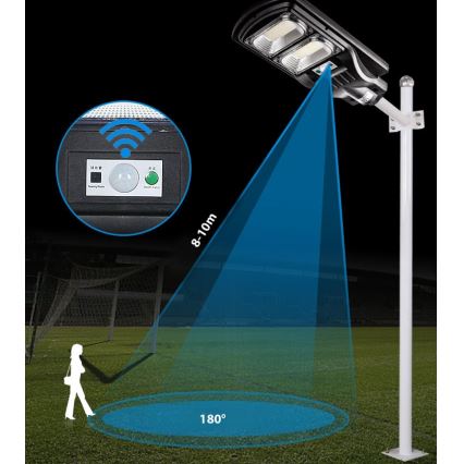 LED Dimmable ηλιακό φωτιστικό δρόμου με αισθητήρα LED/120W/6V 11000 mAh 6500K IP65 μαύρο + τηλεχειριστήριο
