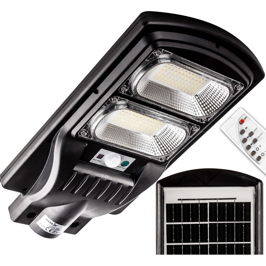 LED Dimmable ηλιακό φωτιστικό δρόμου με αισθητήρα LED/120W/6V 11000 mAh 6500K IP65 μαύρο + τηλεχειριστήριο