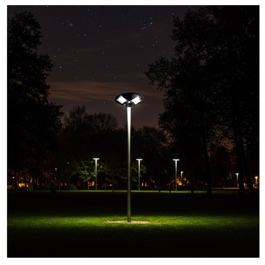 LED Dimmable ηλιακό φωτιστικό δρόμου με αισθητήρα LED/15W/6V 11000 mAh 6500K IP65 μαύρο + τηλεχειριστήριο