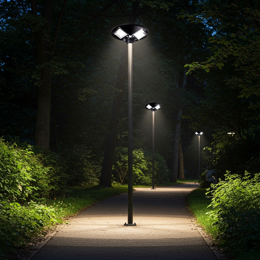 LED Dimmable ηλιακό φωτιστικό δρόμου με αισθητήρα LED/15W/6V 11000 mAh 6500K IP65 μαύρο + τηλεχειριστήριο