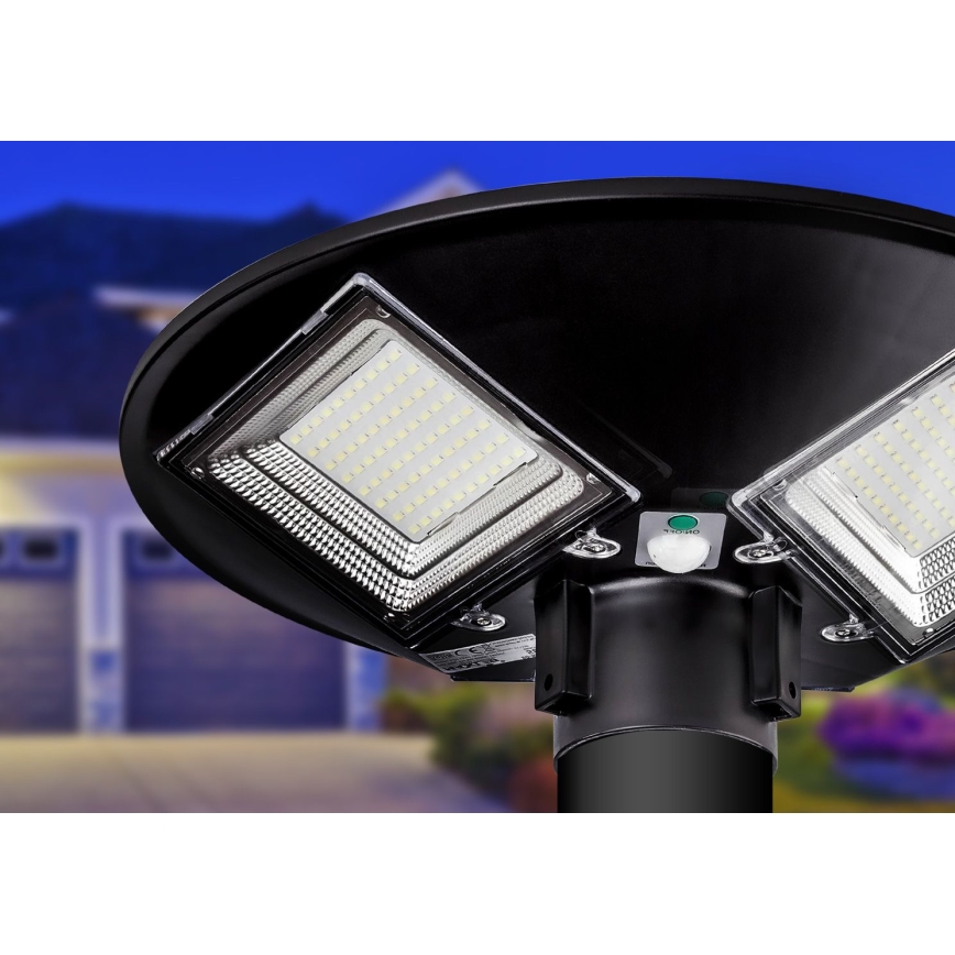LED Dimmable ηλιακό φωτιστικό δρόμου με αισθητήρα LED/15W/6V 11000 mAh 6500K IP65 μαύρο + τηλεχειριστήριο