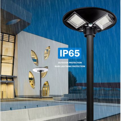 LED Dimmable ηλιακό φωτιστικό δρόμου με αισθητήρα LED/15W/6V 11000 mAh 6500K IP65 μαύρο + τηλεχειριστήριο