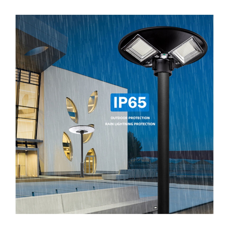 LED Dimmable ηλιακό φωτιστικό δρόμου με αισθητήρα LED/15W/6V 11000 mAh 6500K IP65 μαύρο + τηλεχειριστήριο