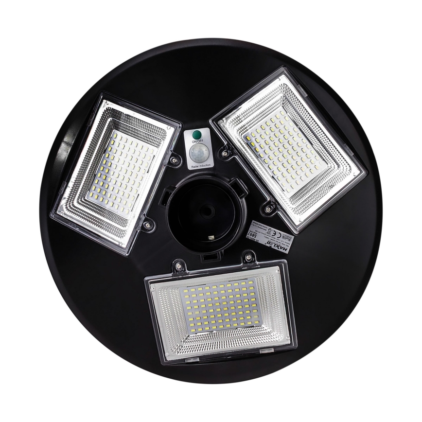 LED Dimmable ηλιακό φωτιστικό δρόμου με αισθητήρα LED/15W/6V 11000 mAh 6500K IP65 μαύρο + τηλεχειριστήριο