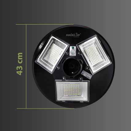 LED Dimmable ηλιακό φωτιστικό δρόμου με αισθητήρα LED/15W/6V 11000 mAh 6500K IP65 μαύρο + τηλεχειριστήριο