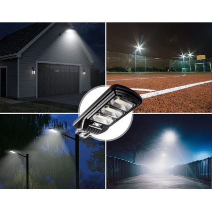 LED Dimmable ηλιακό φωτιστικό δρόμου με αισθητήρα LED/180W/6V 11000 mAh 6500K IP65 μαύρο + τηλεχειριστήριο