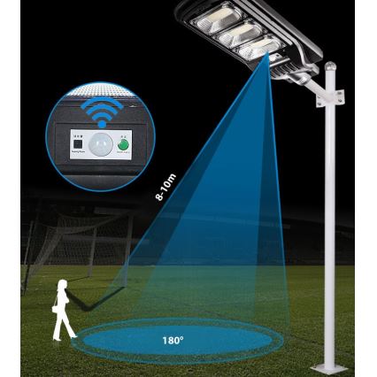 LED Dimmable ηλιακό φωτιστικό δρόμου με αισθητήρα LED/180W/6V 11000 mAh 6500K IP65 μαύρο + τηλεχειριστήριο