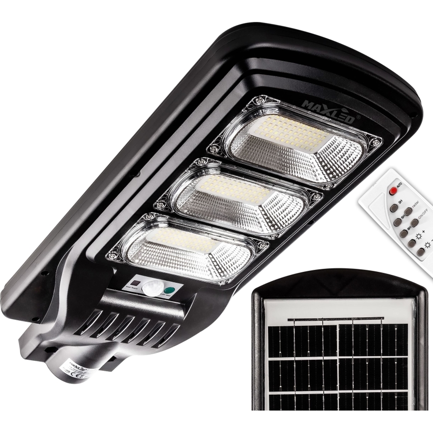LED Dimmable ηλιακό φωτιστικό δρόμου με αισθητήρα LED/180W/6V 11000 mAh 6500K IP65 μαύρο + τηλεχειριστήριο