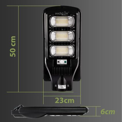 LED Dimmable ηλιακό φωτιστικό δρόμου με αισθητήρα LED/180W/6V 11000 mAh 6500K IP65 μαύρο + τηλεχειριστήριο